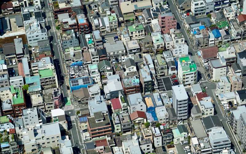 密集した市街地の空撮